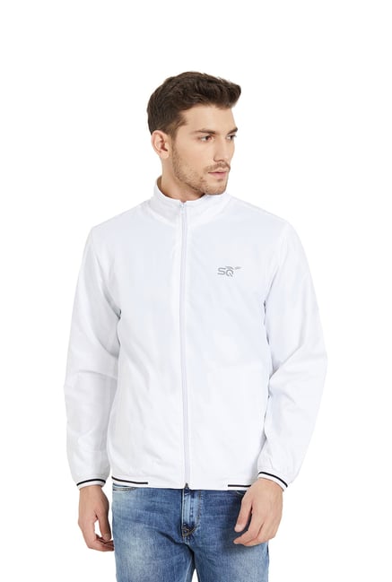Buy Status Quo White Full Sleeves High Neck Jacket for Men's