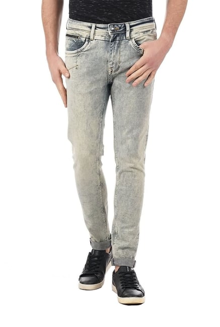 Ed Hardy Grey Heavily Washed Slim Fit Mid Rise Jeans