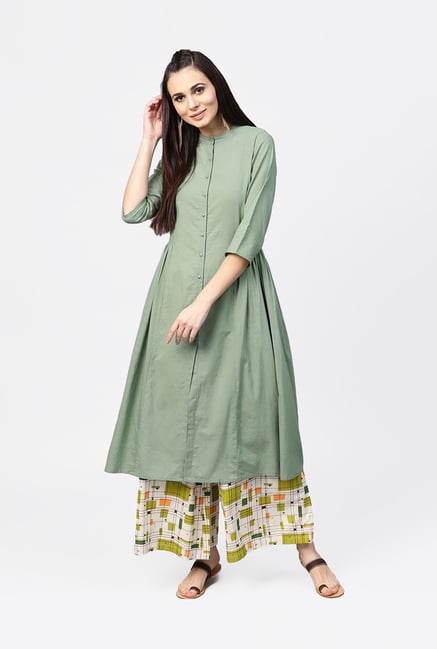 Aasi - House of Nayo Mint Green Cotton A Line Kurti