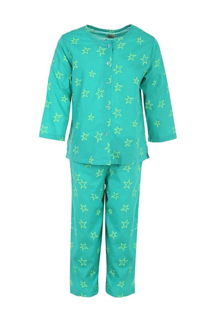 A Little Fable Kids Green Printed Night Suit