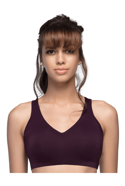 Enamor Burgundy Non Wired Non Padded Sports Bra