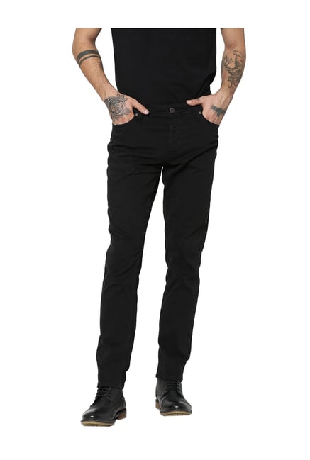 Jack & Jones Black Slim Fit Low Rise Heavily Washed Jeans