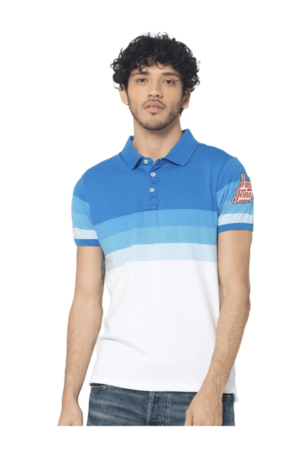 Buy Jack & Jones Blue Slim Fit Cotton Polo T-Shirt for Men Online @ Tata CLiQ