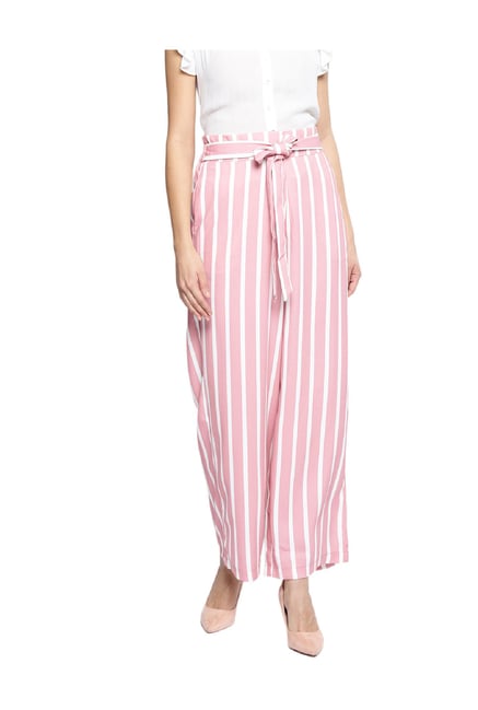 pink striped trousers