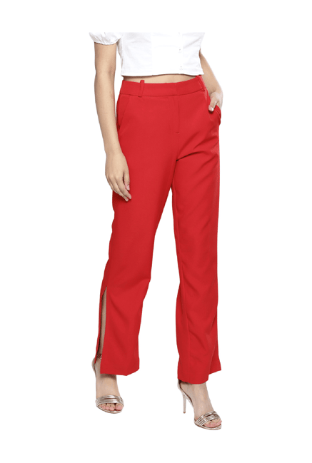 Buy Men Red Solid Super Slim Fit Casual Trousers Online - 752805 | Peter  England
