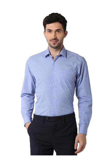 Peter England Blue Regular Fit Cotton Shirt