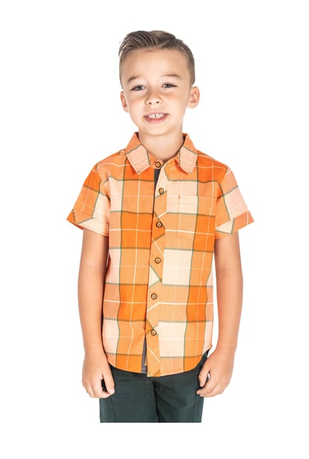 Cherry Crumble By Nitt Hyman Kids Orange Checks Shirt-picture-42