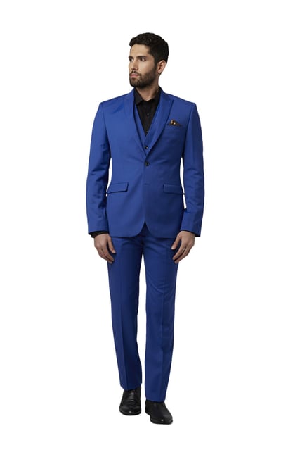 Park Avenue Blue Full Sleeves Suit