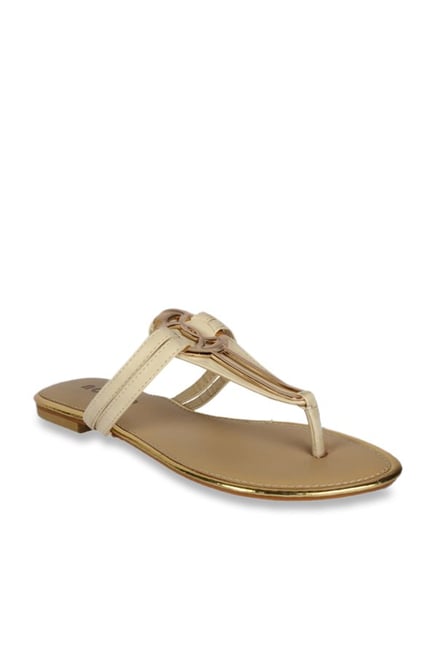 Notion London Beige T-Strap Sandals