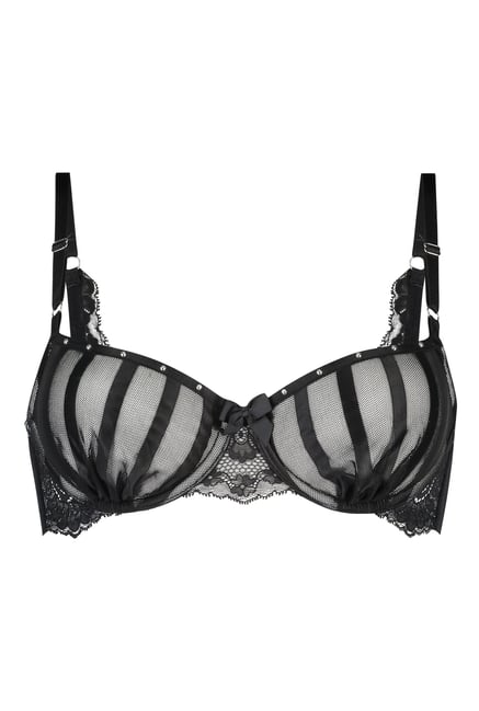 Hunkemoller Black Under Wired Padded Demi Cup Bra