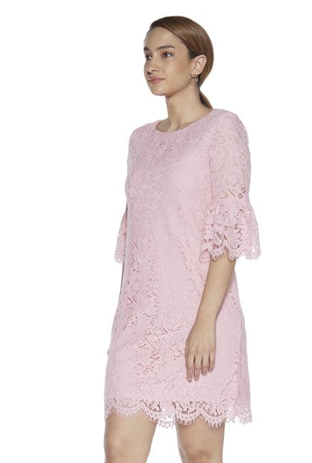 Buy Wardrobe by Westside Dusty Pink Floral Lace Crystal Dress for Women Online @ Tata CLiQ