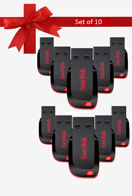 SanDisk Cruzer Blade 16 GB Pen Drive Black (Pack of 10)