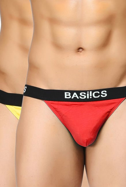 BASIICS by La Intimo Red & Yellow Solid Briefs (Pack of 2)-picture-24