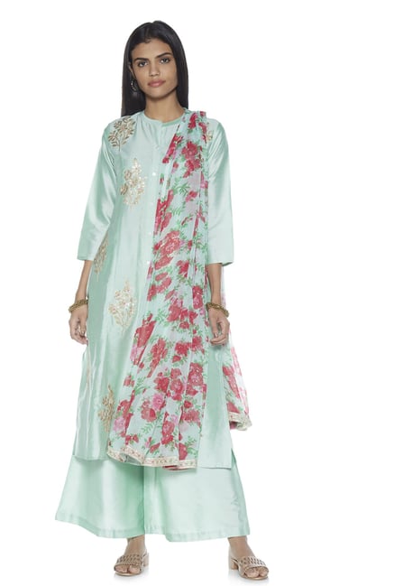 Vark by Westside Sea Green Straight Kurta And Palazzo Set