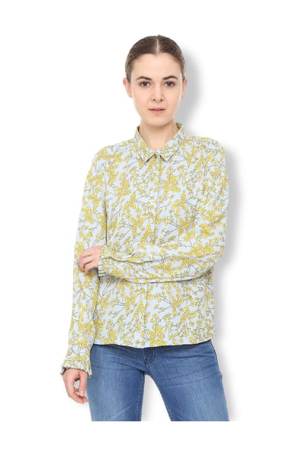 Van Heusen Blue & Yellow Printed Top