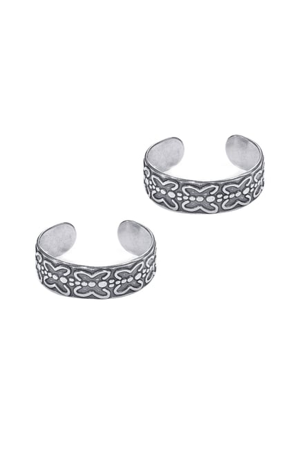 Taraash Butterfly 92.5 Sterling Silver Toe Ring - Set of 2-picture-44