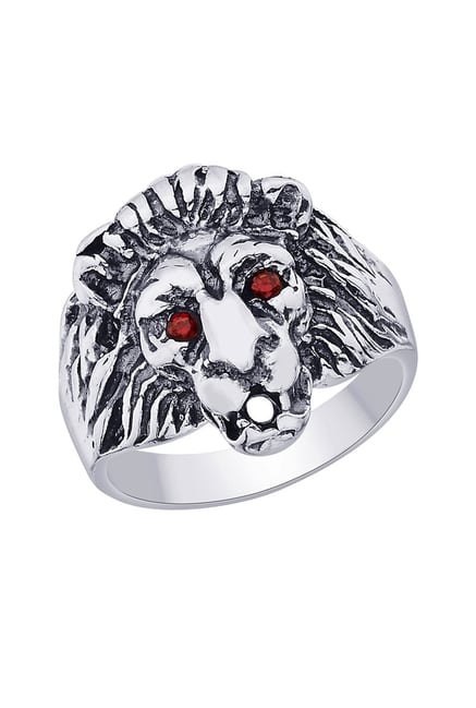 Lion Head Sterling Silver Mens Ring