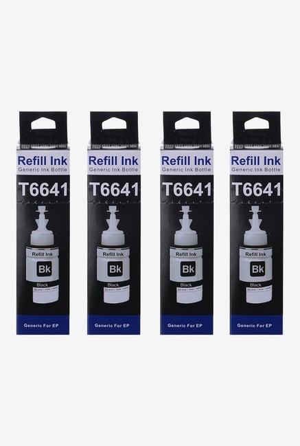Zuspaa Ink Set of 4 Bottles Compatible for Epson Printer Black