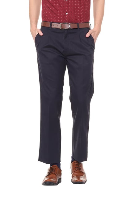Buy Clavelite Men's Formal Regulat fit Trousers - Polyester Blend Pleated  Front Solid Executive Pants Black at Amazon.in