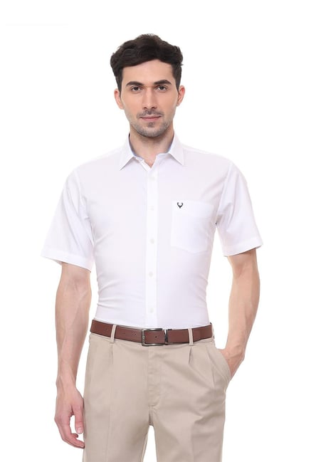 Buy Allen Solly Beige Cotton Slim Fit Shirts for Mens Online @ Tata CLiQ