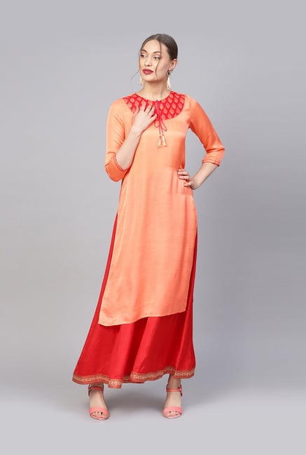 Jaipur Kurti Orange Straight Kurti