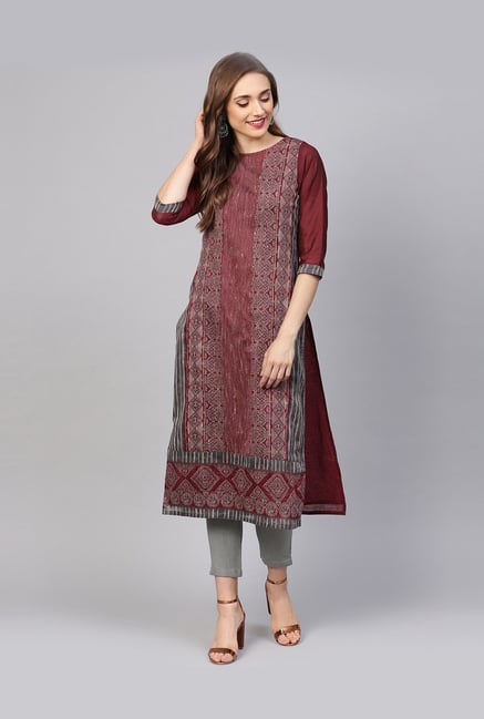 SABA Dark grey modal cotton kurti – Label Jiyani