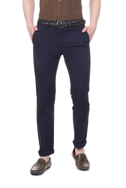 Allen Solly Blue Comfort Fit Mid Rise Trousers