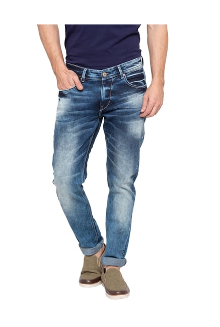 Buy Spykar Mid Blue Lightly Washed 