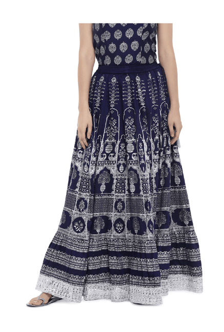 Globus Navy Printed Maxi Skirt