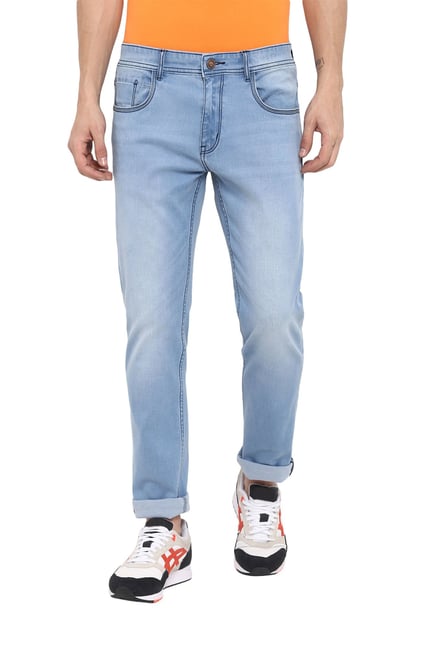 Buy Swiss Military Light Blue Skinny Fit Solid Jeans for Men