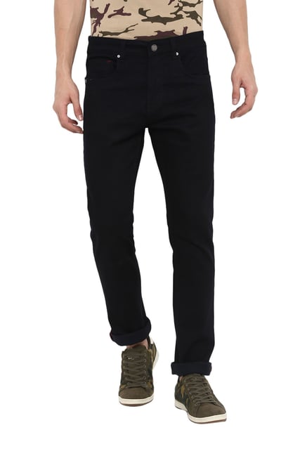 Buy Swiss Military Black Mid Rise Solid Jeans for Men Online
