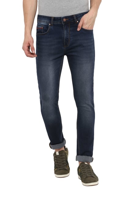 Buy Swiss Military Navy Regular Fit Solid Jeans for Men Online