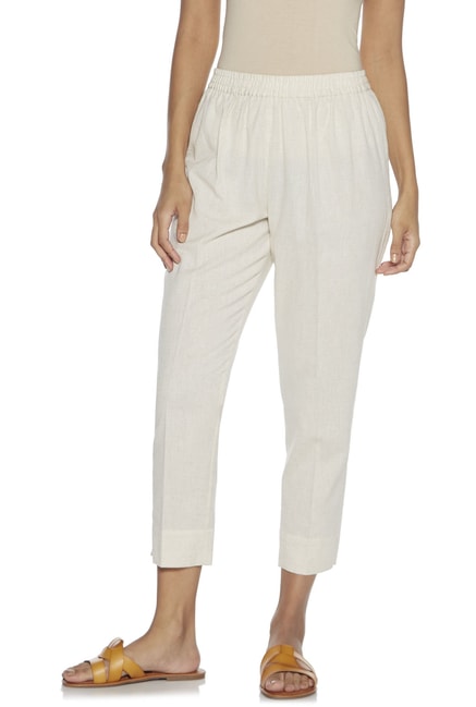 Buy Utsa by Westside Off-White Slim Fit Ethnic Pants for Women Online ...