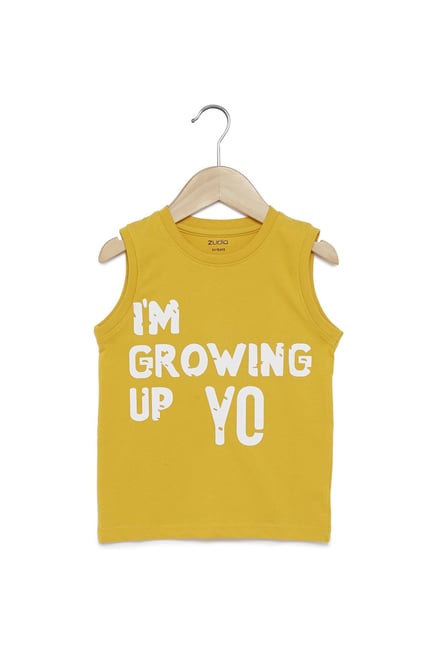 Buy Zudio Kids Mustard Text Print Tank 