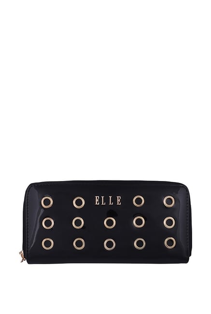 Elle Black Perforated Casual Wallet for Women