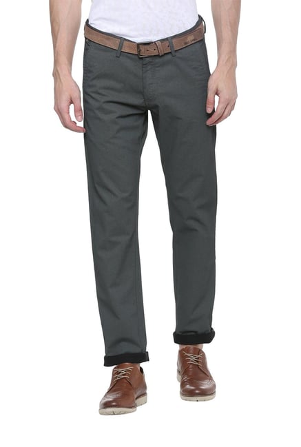 Allen Solly Grey Mid Rise Slim Fit Trousers