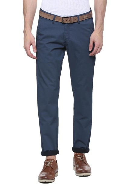 Allen Solly Dark Blue Mid Rise Slim Fit Trousers