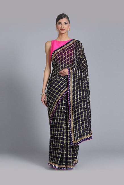 Buy Chhabra 555 Indigo Bandhani Print Georgette Saree with Embroidered  Scalloped Border & Belt Online at Best Prices in India - JioMart.