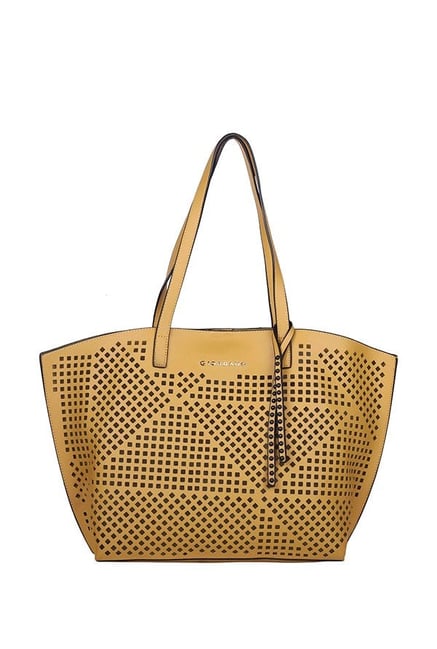 Giordano Yellow Perforated Tote Handbag Giordano Yellow Perforated Tote Handbag