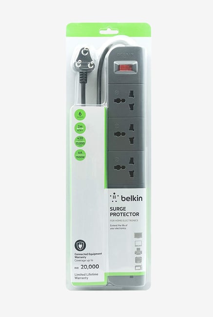 Buy Belkin Essential Series F9E600zb 6 Socket Surge Protector (Grey ...