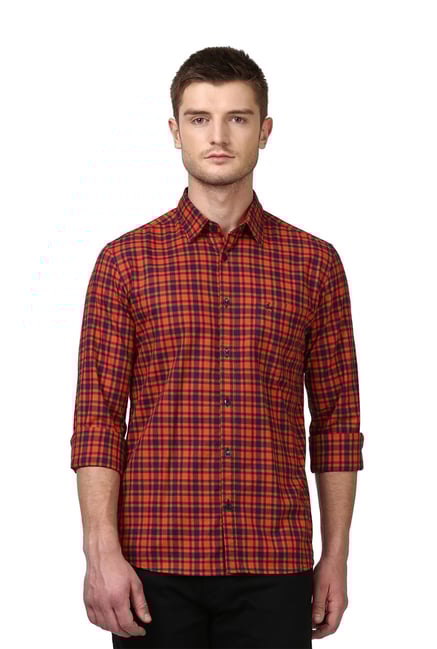 Buy Parx Red Full Sleeves Checks Shirt for Men Online Tata CLiQ