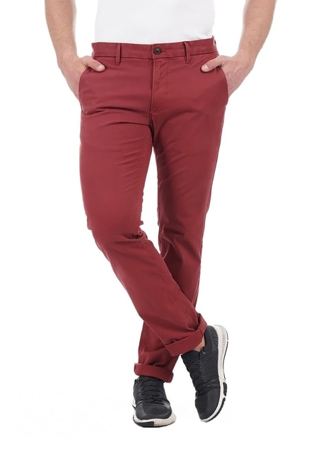 Buy Canary London Men Cotton Dark Red Trousers at Amazonin