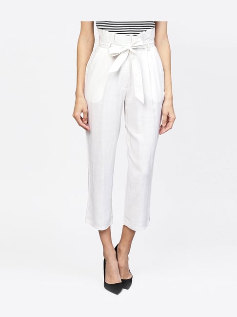 Libas White Regular Fit Trousers