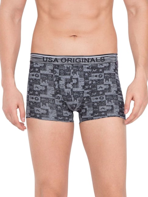 Jockey Dark Grey Printed Mid Rise Regular Fit Trunks - US70