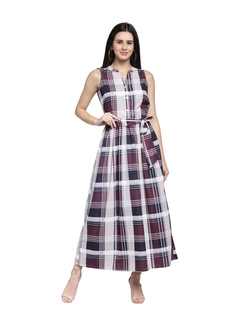 PlusS Multicolor Checks Midi Dress