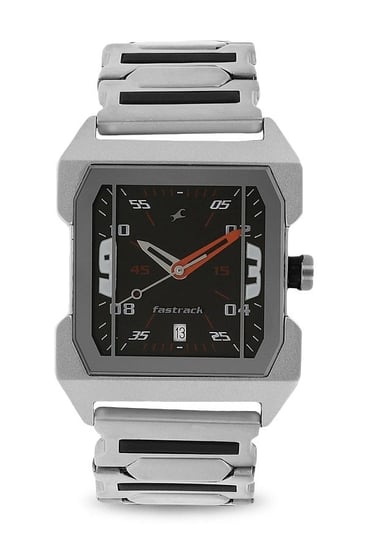 fast track black metal watch