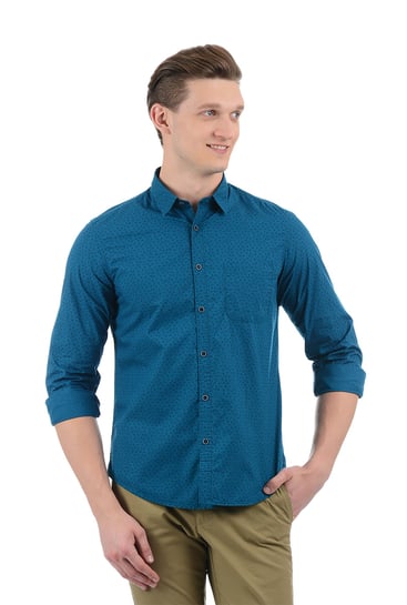 teal blue shirt