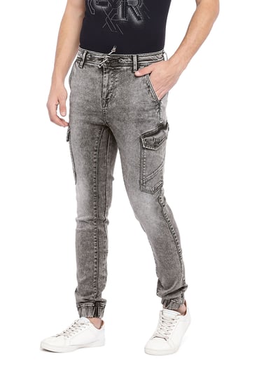 Mens Scratch Jeans Pants for Men Stylish Slim Fit Stretch Jeans Denim Men  Pant Grey Colour 30W Size