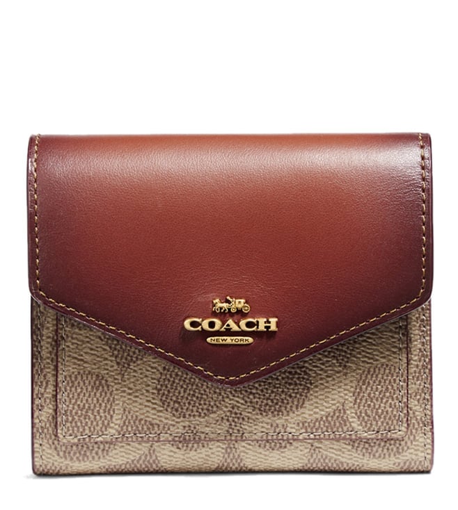 Buy Coach Tan & Rust Colorblock Coated Canvas Wallet for Women Online @ Tata CLiQ Luxury
