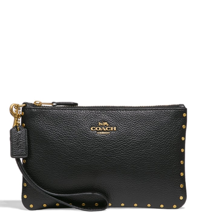 Coach Black Pebbled Wristlet with offers Fur